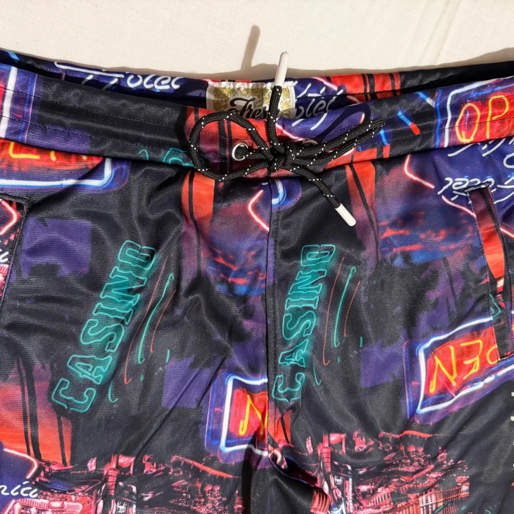 Men’s Size M Vibrant Neon Print‎ Board Shorts By Fresh Prints of Bel Air NEW